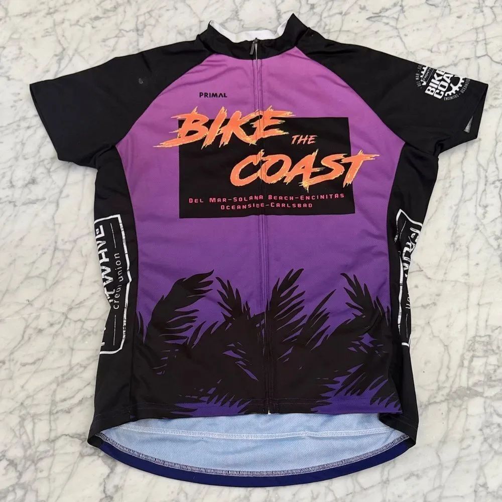 Women’s Sz L Primal Purple and Black Bike the Coast Jersey